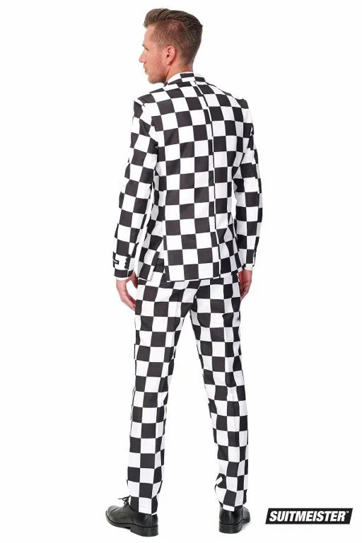 Checked black and white suitmeister