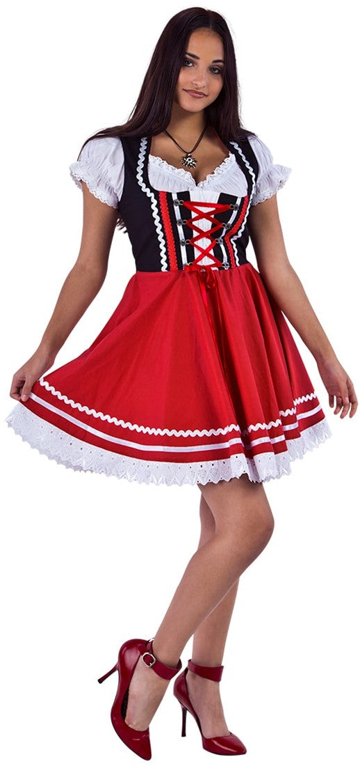 dirndl rood zwart katoen