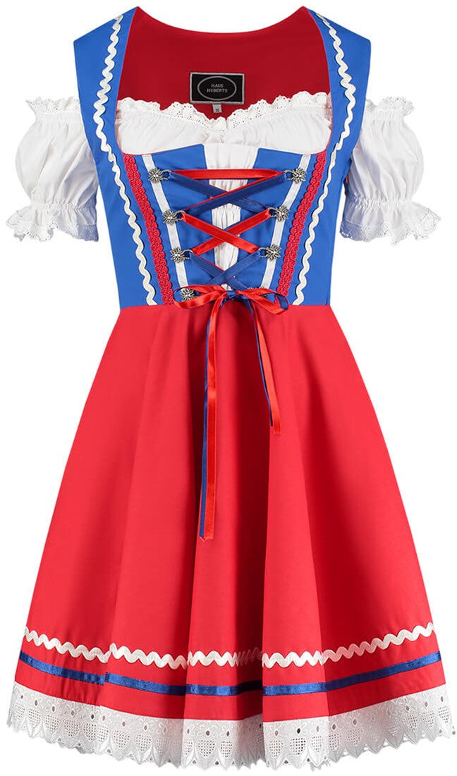 dirndl rood blauw katoen