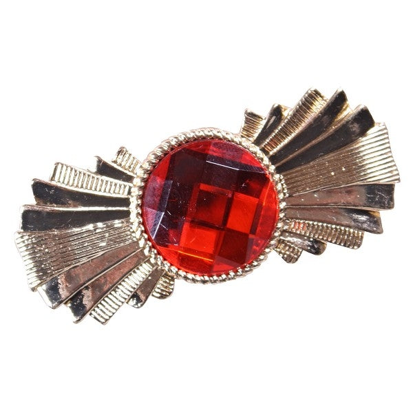 Baretspeld goud met rode steen