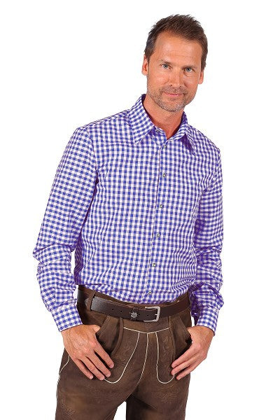 Tiroler geblokte blouse blauw wit