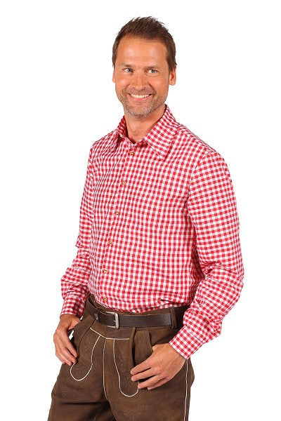 Tiroler geblokte blouse rood wit