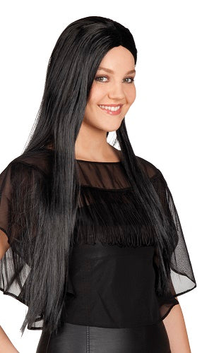 Lange zwarte pruik