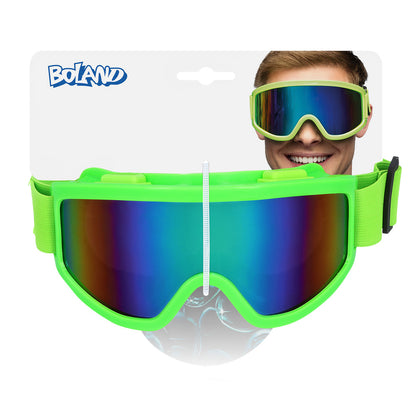 Party skibril neon groen gedragen – feestbril voor themafeest en carnaval