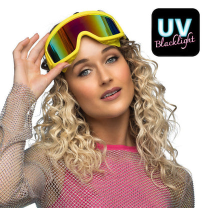 Party skibril neon geel – vooraanzicht feestbril voor carnaval en festivals