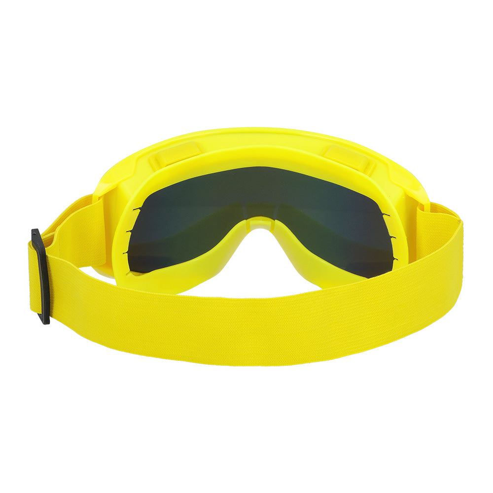 Party skibril neon geel detail achterkant – lichtgewicht skibril voor carnaval outfit
