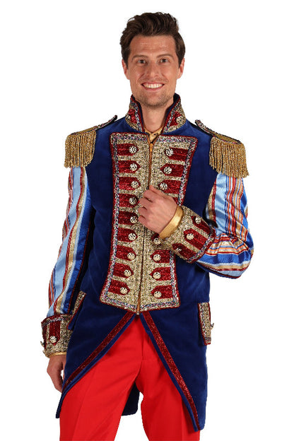 Heren carnavalsjas blue Velvet Luxe