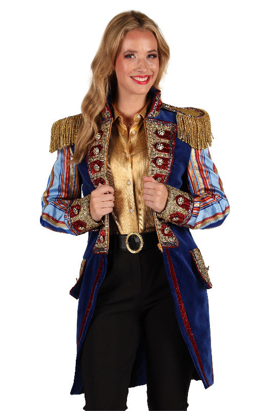 Dames carnavalsjas blue Velvet Luxe