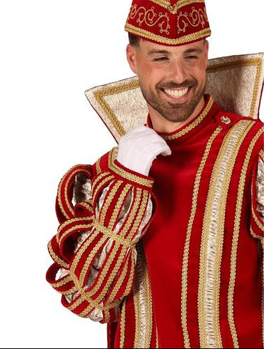 Prins Carnaval Kostuum Rood Goud Luxe detail van de mouw