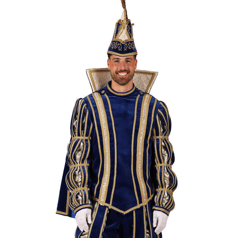 Prins Carnaval Kostuum Blauw Goud Luxe