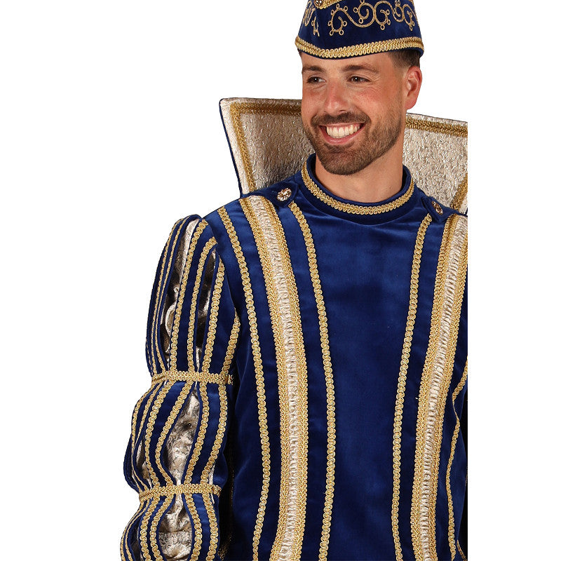 Prins Carnaval Kostuum Blauw Goud Luxe