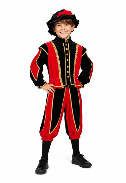 rood zwart pietenpak voor kinderen luxe