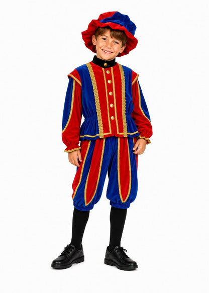 Kinderpiet Toffe Piet Luxe Rood-Blauw imiatiefluweel