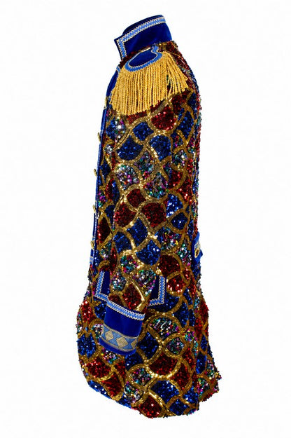 Jas Dame Sequin Wave Blauw