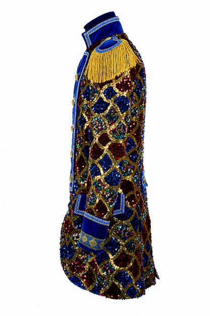 Jas heer Sequin Wave Blauw