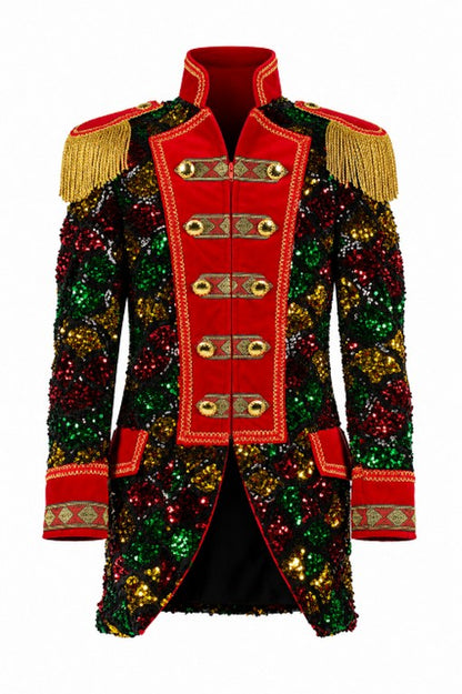 Jas heer Sequin Wave Rood