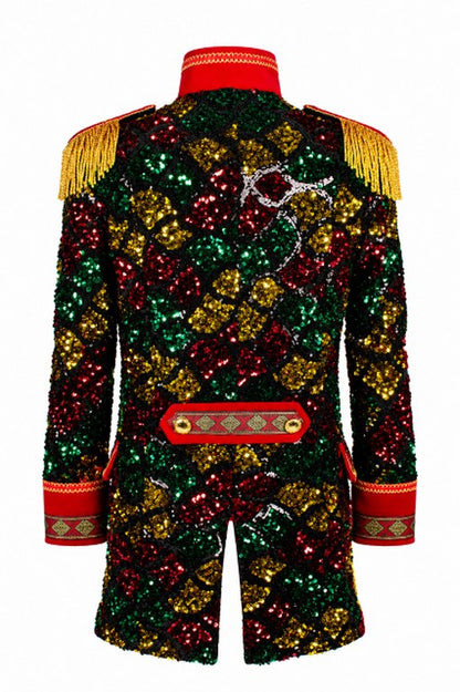 Jas heer Sequin Wave Rood