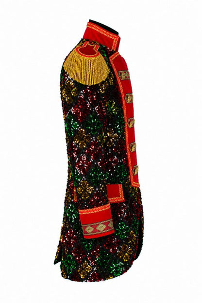 Jas heer Sequin Wave Rood