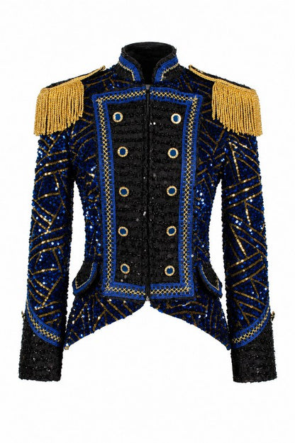 Jas Dame Sequin Triangle Blauw