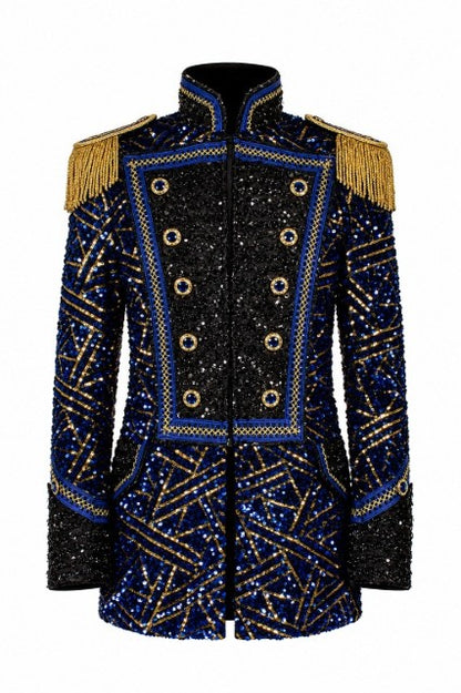 Jas heer Sequin Triangle Blauw