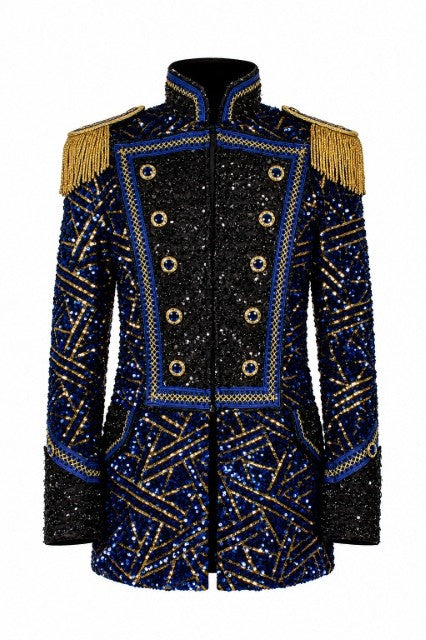 Jas heer Sequin Triangle Blauw