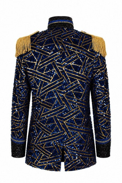 Jas heer Sequin Triangle Blauw