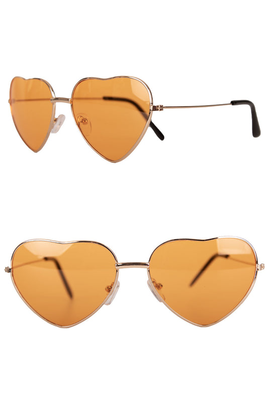 oranje hartjes bril valentijnsdag - productfoto voor- en zijkant