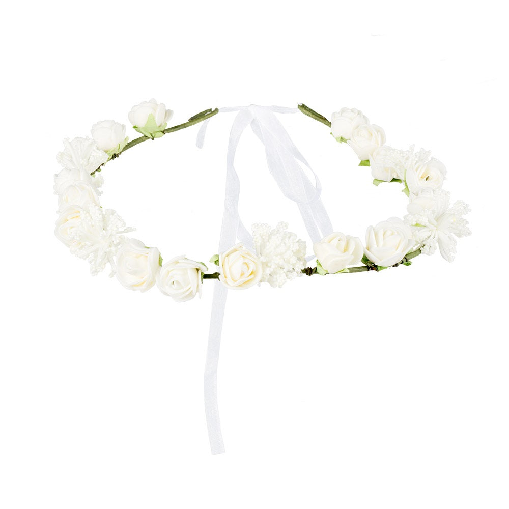 Witte haarband met bloemen