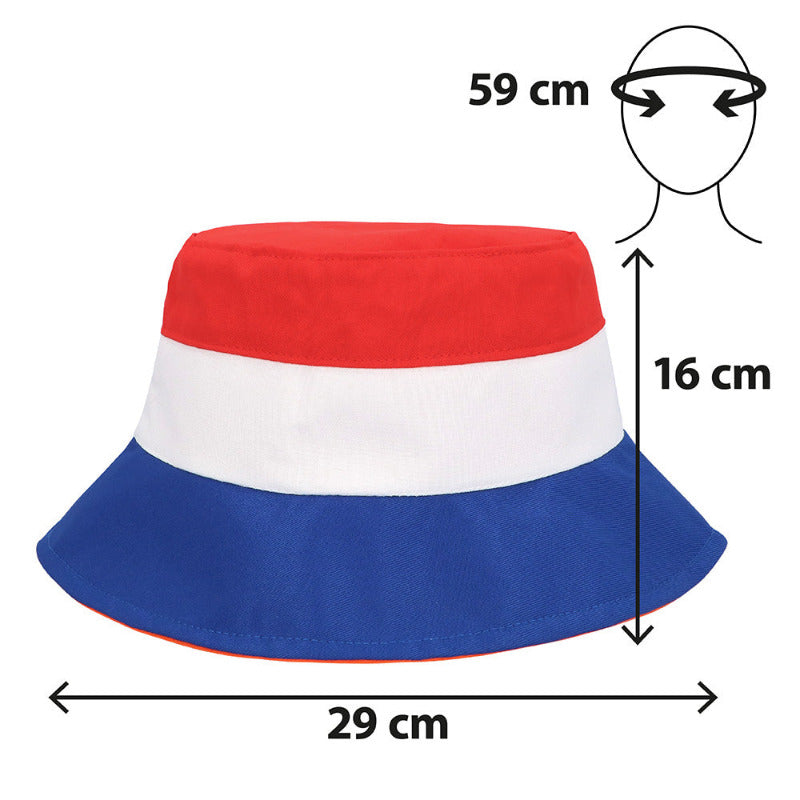Bucket Head Holland rood wit blauw – afmetingen