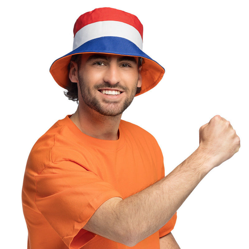 Rood wit blauwe bucket hat Holland – perfect voor festivals en Koningsdag