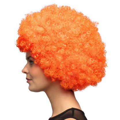 Oranje groove pruik – zijaanzicht