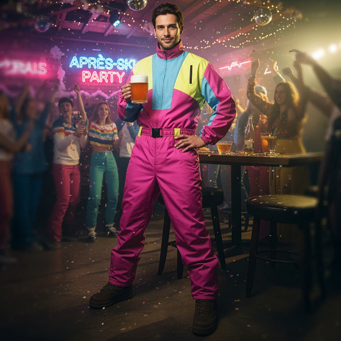 Heren skipak neon roze turquoise geel retro jaren 80 carnaval kostuum