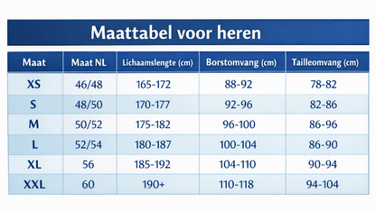 maattabel Finidi Paashaas Kostuum