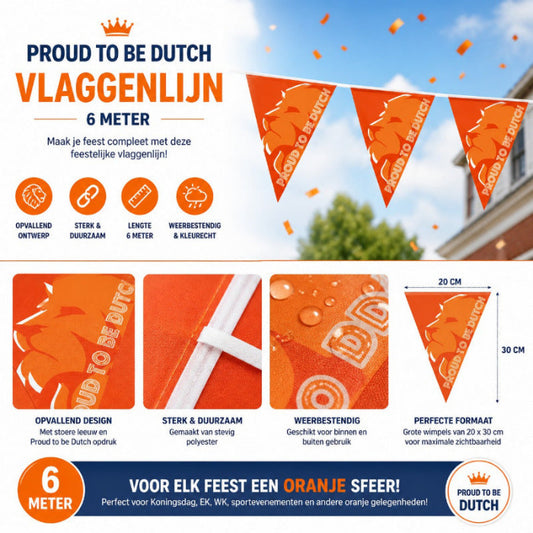 oranje vlaggenlijn proud to be dutch 6 meter