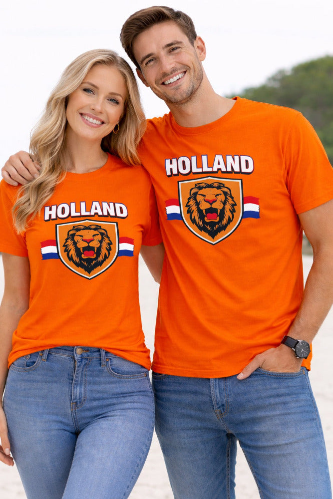 oranje shirt met holland voor dames en heren