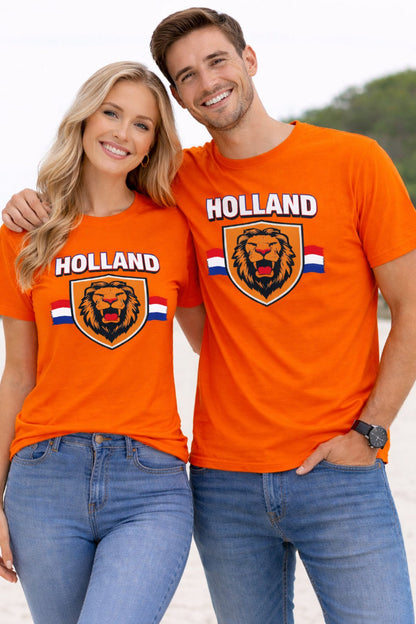 oranje shirt met holland voor dames en heren