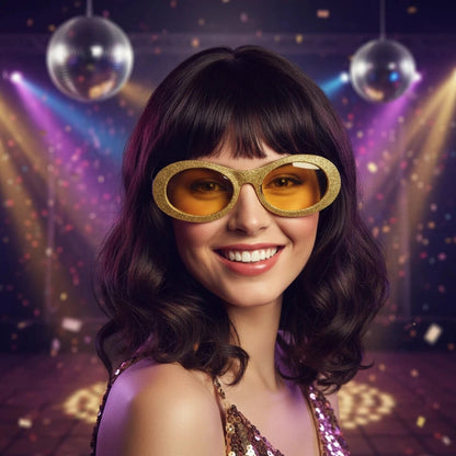 Gouden discobril met glitters