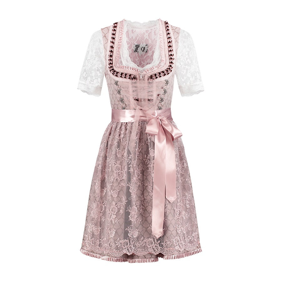 Dirndl 2-delig Oud Roze met Schort Luxe