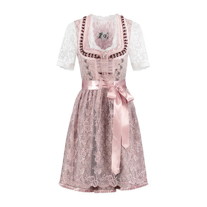 Dirndl 2-delig Oud Roze met Schort Luxe