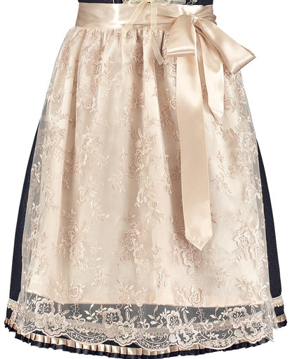 Dirndl Luxe Donkerblauw Creme met Satijn