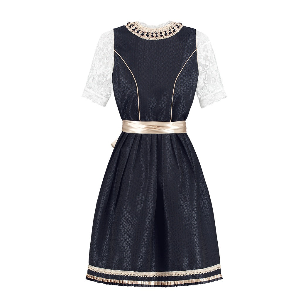 Dirndl Luxe Donkerblauw Creme met Satijn