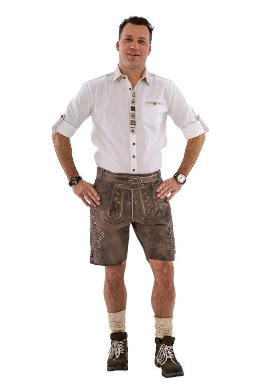 Lederhose Kort Luxe Zandbruin Geitenleer