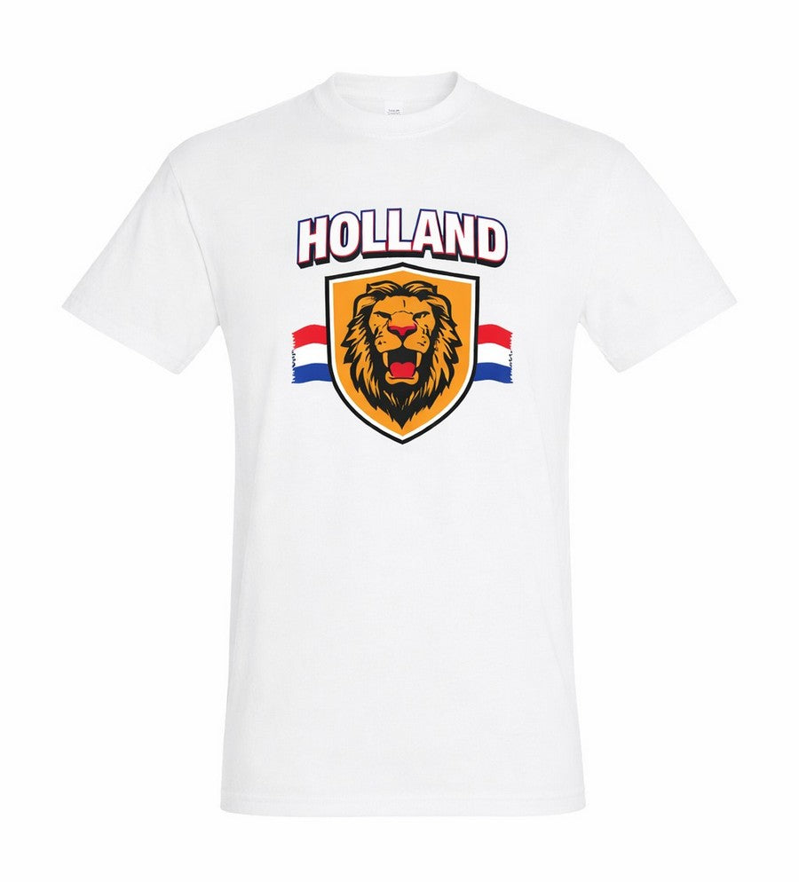 Wit Holland shirt met leeuw en Nederlandse vlag — Koningsdag en WK 2026