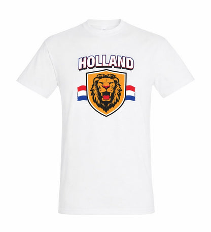 Wit Holland shirt met leeuw en Nederlandse vlag — Koningsdag en WK 2026