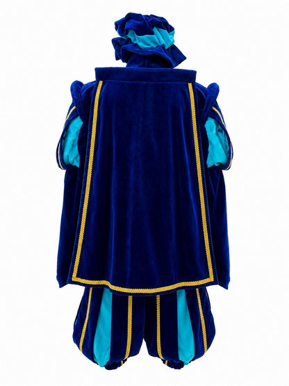 Fluweel Hoofdpietenpak Luxe Blauw-Turquoise achterkant