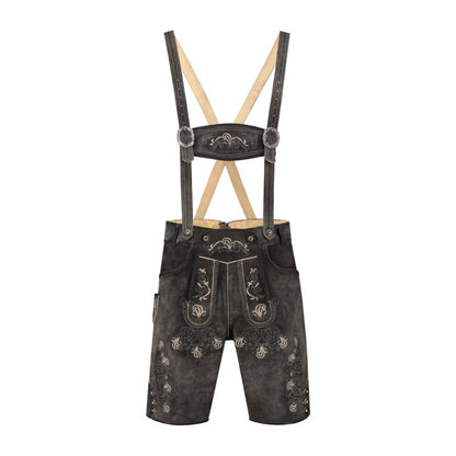 Korte Lederhose Antieklook Antraciet