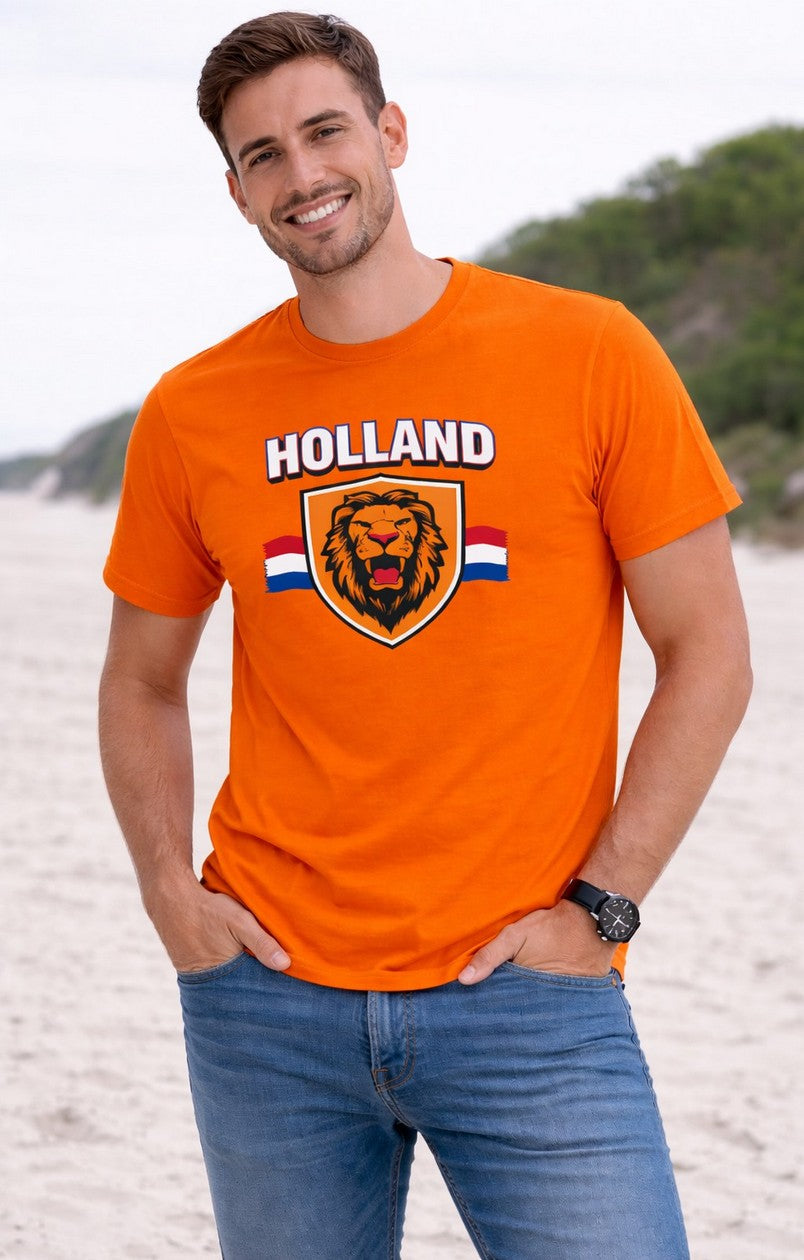 Oranje Holland fanshirt heren — maten XS t/m 5XL