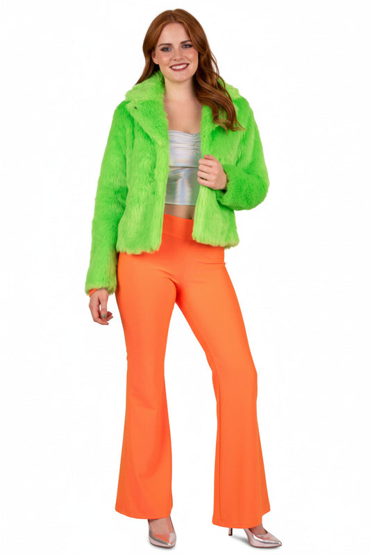 oranje flared broek neon oranje