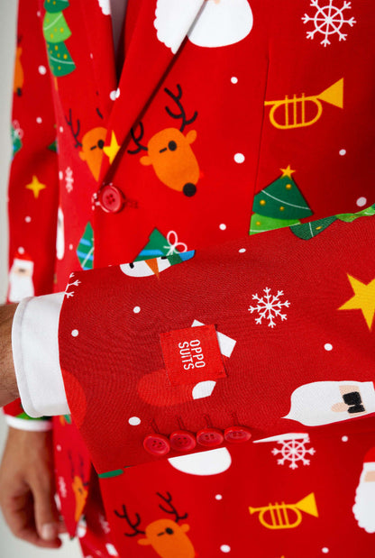 opposuit kerst kostuum rood