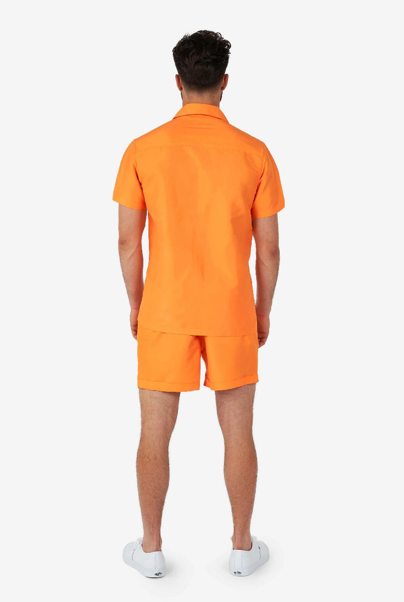 Oranje Summer set opposuit heren achterzijde
